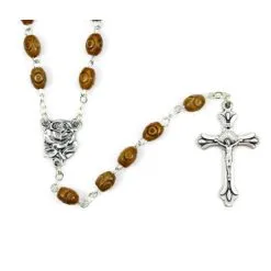 Rosario Legno Ovale Grano 6x4 Mm