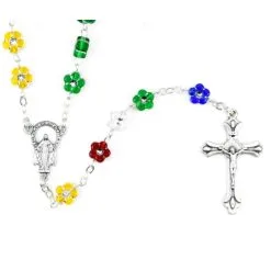 Rosario Fiorellini Colorati E Strass Grano 6 Mm