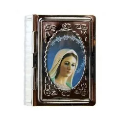 Portarosario Libro In Metallo Medjugorje 6x5 Cm
