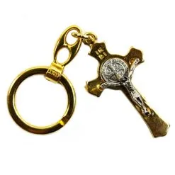 Portachiavi San Benedetto Croce Dorata 3x9 Cm