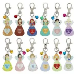 Portachiavi Angelo Legno Colorato 9 Cm