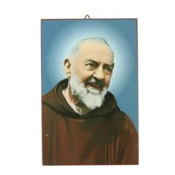 Quadretto San Pio Stampa Su Legno 10x15 Cm