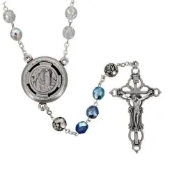 Rosario Ave Maria Elettronico Lourdes Argentato Grano 8 Mm