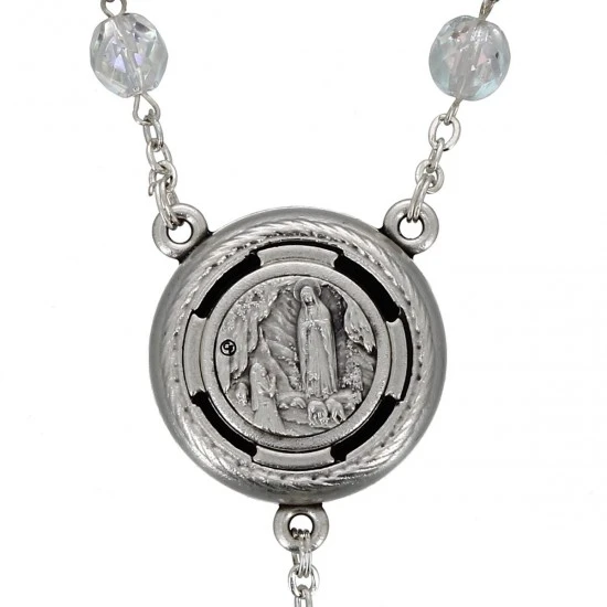 Rosario Ave Maria Elettronico Lourdes Argentato Grano 8 Mm 2 Rosario Ave Maria Elettronico Lourdes Argentato Grano 8 Mm - immagine 2