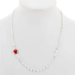 Rosario Collana Argento 925° Cristallo Bianco 3 Mm