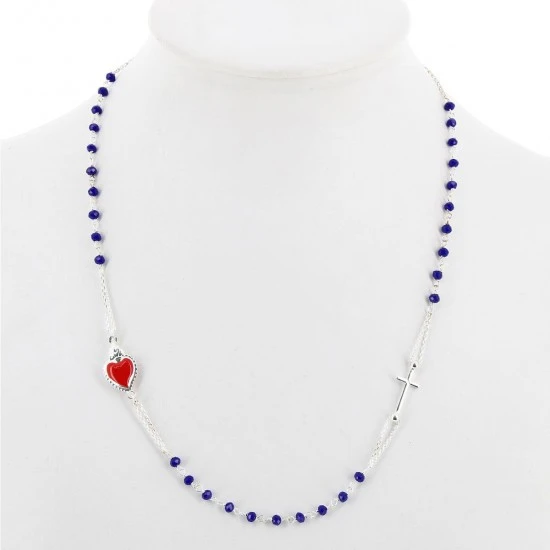 Rosario Collana Argento 925° Cristallo Blu 3 Mm 1 Rosario Collana Argento 925° Cristallo Blu 3 Mm