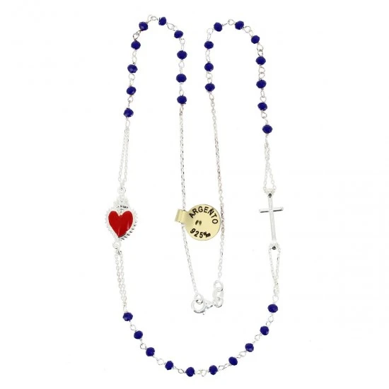 Rosario Collana Argento 925° Cristallo Blu 3 Mm 2 Rosario Collana Argento 925° Cristallo Blu 3 Mm - immagine 2