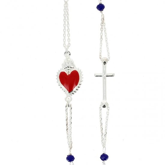 Rosario Collana Argento 925° Cristallo Blu 3 Mm 3 Rosario Collana Argento 925° Cristallo Blu 3 Mm - immagine 3