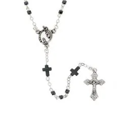 Rosario Collana Cubetti Ematite Grano 3 Mm