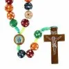 Rosario Collana Legno Corda Multicolor Grano 9 Mm