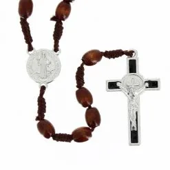 Rosario Collana Legno San Benedetto 6x8 Mm