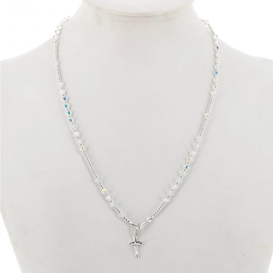 Rosario Girocollo Argento 800° Swaroski Trasparenti Grano 3 Mm 1 Rosario Girocollo Argento 800° Swaroski Trasparenti Grano 3 Mm
