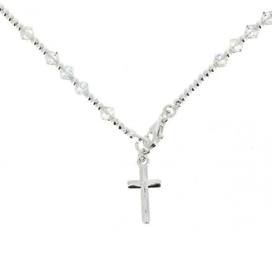 Rosario Girocollo Argento 800° Swaroski Trasparenti Grano 3 Mm 2 Rosario Girocollo Argento 800° Swaroski Trasparenti Grano 3 Mm - immagine 2