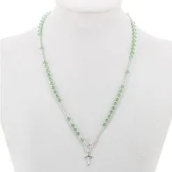 Rosario Girocollo Argento 800° Swaroski Verde Grano 3 Mm