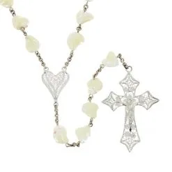 Rosario Madreperla E Argento 800°° Grano 18x10 Mm