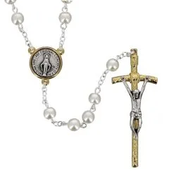 Rosario Perle Vetro Madonna Miracolosa Grano 6 Mm