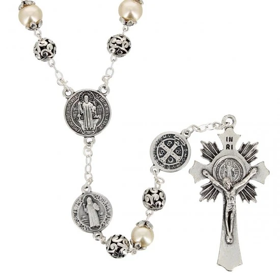 Rosario San Benedetto Perla Avorio Grano 8 Mm 1 Rosario San Benedetto Perla Avorio Grano 8 Mm