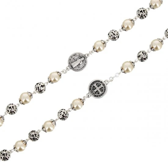 Rosario San Benedetto Perla Avorio Grano 8 Mm 3 Rosario San Benedetto Perla Avorio Grano 8 Mm - immagine 3