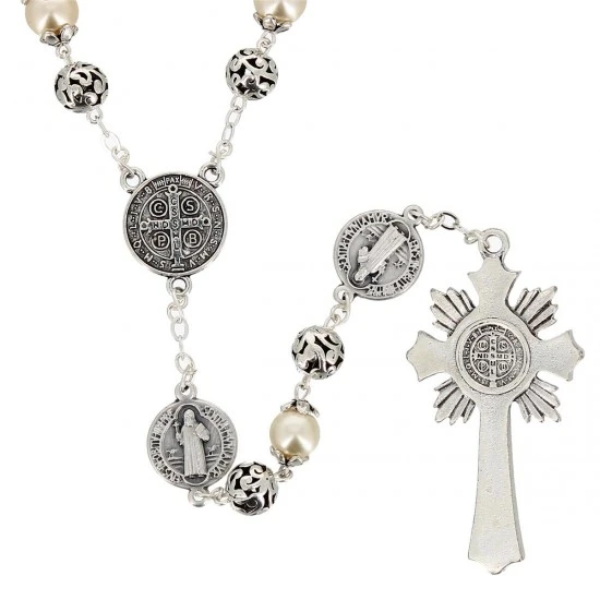 Rosario San Benedetto Perla Avorio Grano 8 Mm 4 Rosario San Benedetto Perla Avorio Grano 8 Mm - immagine 4