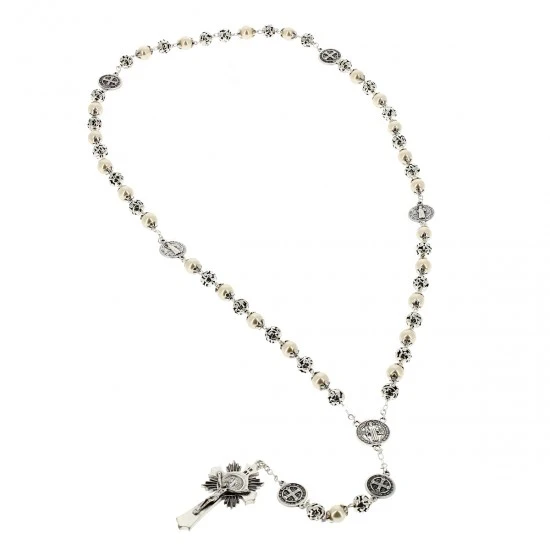 Rosario San Benedetto Perla Avorio Grano 8 Mm 5 Rosario San Benedetto Perla Avorio Grano 8 Mm - immagine 5