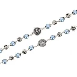 Rosario San Benedetto Perla Celeste Grano 8 Mm -Sconto Rosari Fai da Te in Italia rosario san benedetto perla celeste grano 8 mm 27000562c 550x550 1
